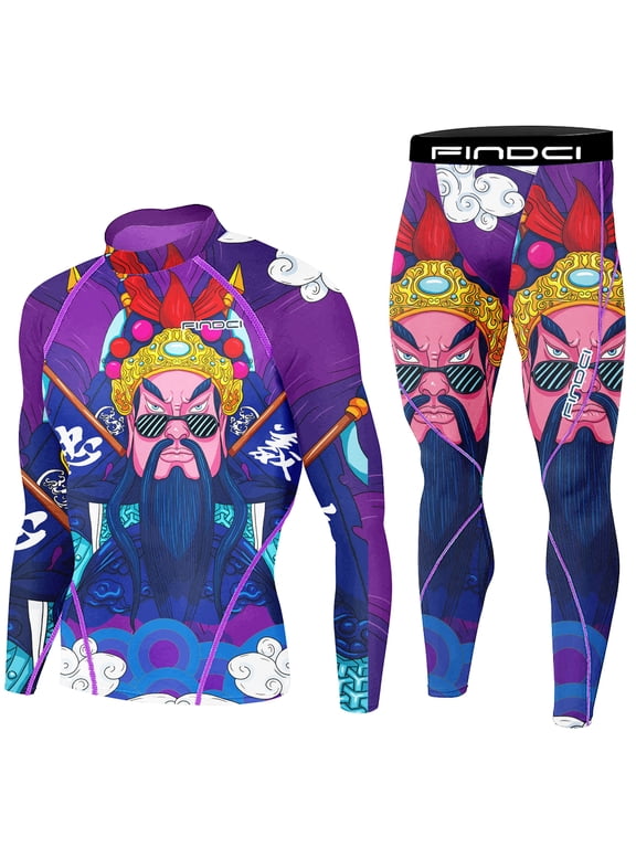 FINDCI Men's Compression Sportswear Suits Gym Tights Training Boxing Rugby Clothing Jogging Sports Set Running Rashguard Tracksuit,XX-Large,Newdesign21