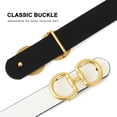 thumbnail image 3 of Earnda Women Reversible Leather Belt Two-in-One Fashion Ladies Gold Buckle Belt Black White Large, 3 of 6