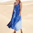 thumbnail image 2 of JULMCOMO Summer Dresses for Women 2024 Round Neck Casual Boho Long Dress Floral Print Plus Size Sleeveless Maxi Dress with Pocket, 2 of 5