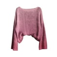 thumbnail image 3 of Women's Gradient Color Knit Pullover Sweater, Lightweight Loose Fit Long Sleeve Crewneck Top for Winter Warmth, Casual Streetwear, Daily Layering and Versatile Occasions Wine XL, 3 of 3