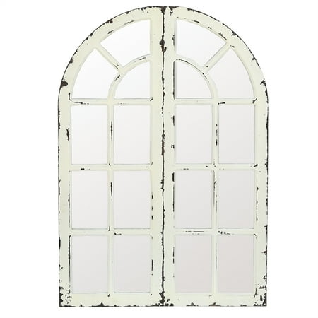 Luxen Home Set of 2 Wood Window Panels Wall Mirror