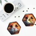 thumbnail image 4 of Vsdgher Oil Painting Colorful Hamster Leather Coasters for Drinks, Durable Drink Coasters 4 Set for Tabletop Protection, Luxurious Home Décor and Housewarming Gift ( {designName})Hexagon, 4 of 6