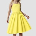 thumbnail image 2 of Gubotare Tween Party Dress Girl's Casual Boho Floral Print Spaghetti Strap A-Line Swing Cami Hawaiian Dress Sundress (Yellow,Size 12-13 Years), 2 of 7