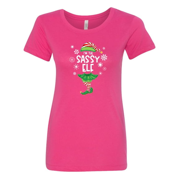 Inktastic Funny Christmas I'm the Sassy Elf with Shoes and Hat Women's T-Shirt