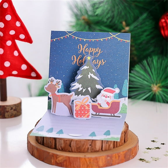Pompotops Clearance Sales Christmas Tree Card, 3 D Glitter Christmas Tree Greeting Card And Envelope, 3 D Christmas Greeting Card, Greeting Card Merry Christmas Card Winter Holiday