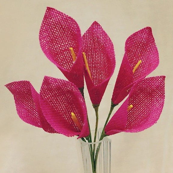 Efavormart 36 Burlap Calla Lily Flowers for DIY Wedding Bouquets Centerpieces Party Home Decoration Wholesale Supplies - Fuchsia