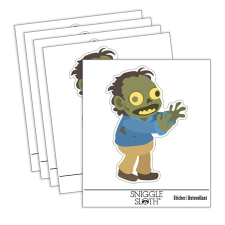 Happy Zombie Shambling Undead Monster Car Window Bumper Water Bottle Phone Tablet Laptop Waterproof Vinyl Decal Sticker Set 5-Pack - Gloss Finish - 3.0"
