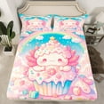 thumbnail image 2 of Manfei Girly Cake Axolotl Twin Sheet Sets, Kawaii Cartoon Animal Twin Fitted Sheet, Dreamy Sky Rainbow Flat Sheet, Super Cozy Room Decor, 3-Piece, 2 of 7