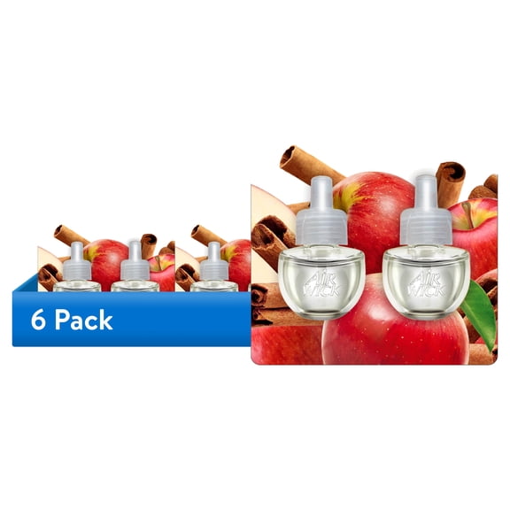 (6 pack) Air Wick Plug-In Fall Scented Oil Warmer Air Freshener Refills, Apple Cinnamon Medley, 2 Count