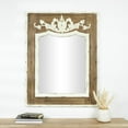 thumbnail image 3 of DecMode 33" x 43" Brown Vintage Inspired Acanthus Scroll Floral Wall Mirror with Distressed Cream Accents, 3 of 18