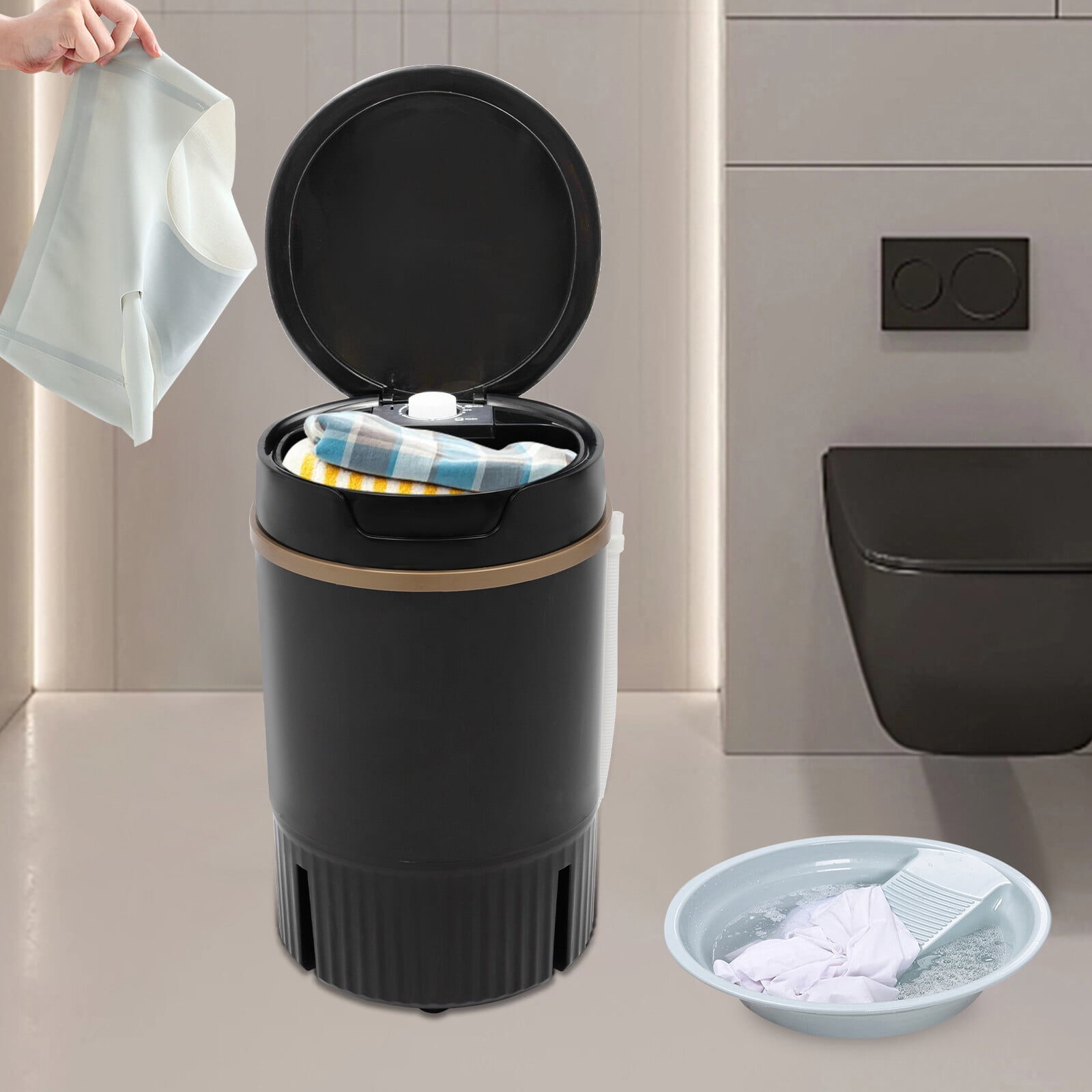 TFCFL 4.5L Portable Mini Washing Machine Washer with Drainage Basket Multi-Functional Black