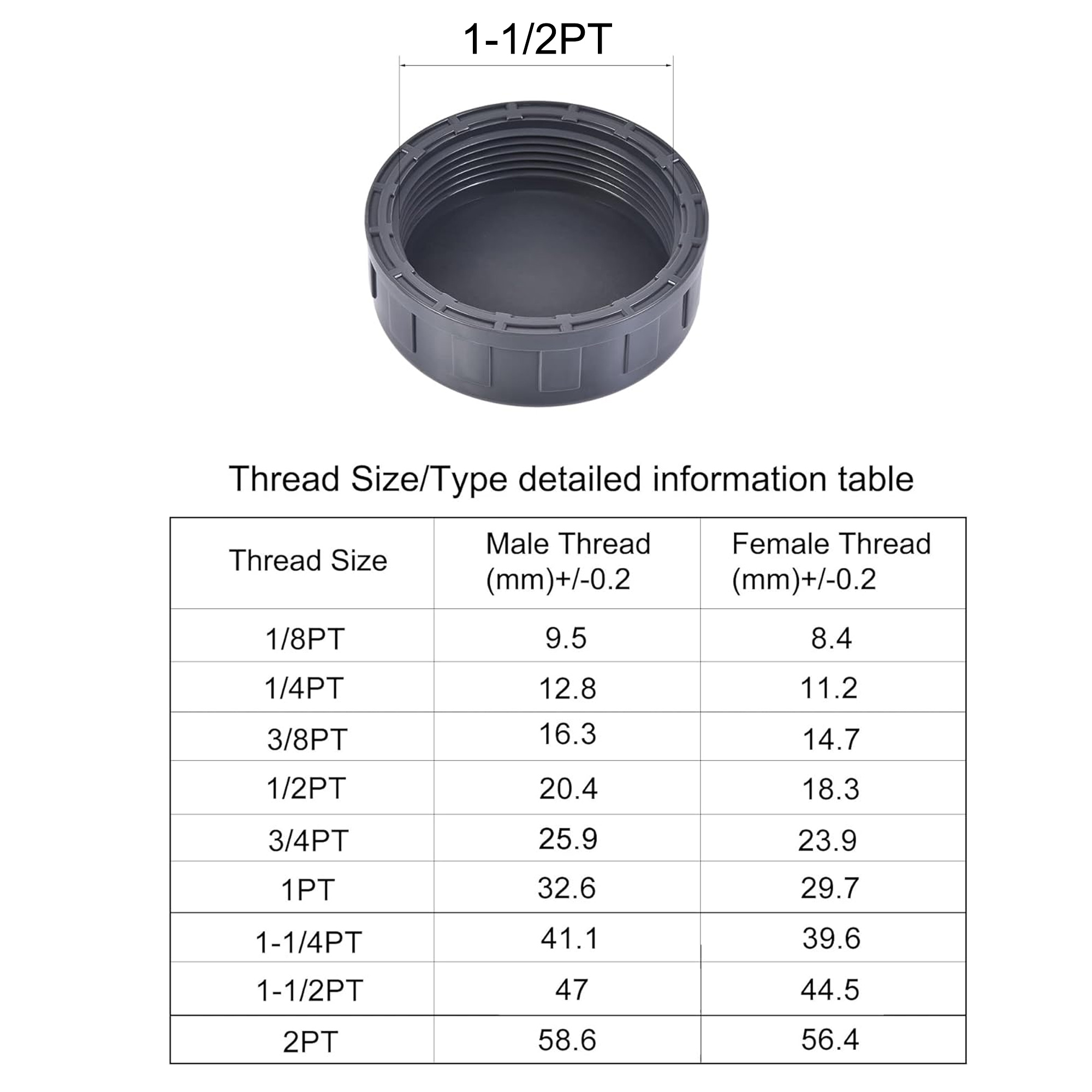 Unique Bargains G Pipe Fitting Cap Polyvinyl Chloride Female Thread Hose Connector