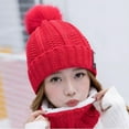thumbnail image 2 of iHPH7 Hat and Scarf Set Skull Cap Warm Hat Winter Neck Warmer Knit Hat Scarf Snow Caps Red One Size, 2 of 4
