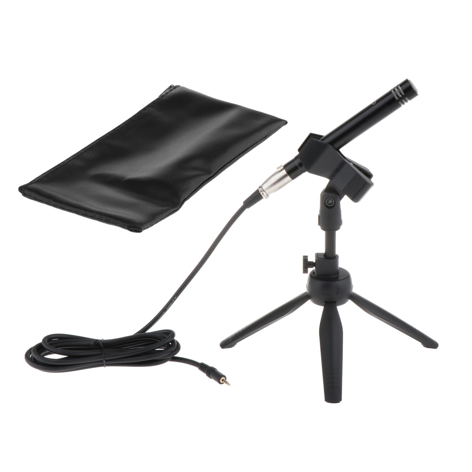 LeeQinersw Interview Microphone with Desktop Stand 3.5mm with Mic Clip Omnidirectional Mic Black
