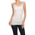thumbnail image 1 of Basic Spaghetti Strap Camisole Tank Top Stretch Bust Hem Lace Seamless (White), 1 of 1