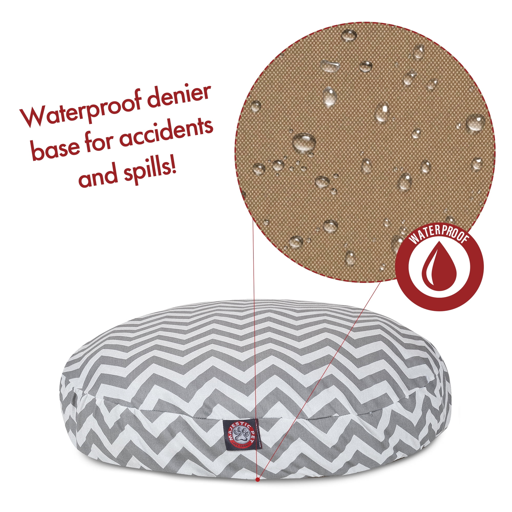Majestic Pet | Chevron Round Pet Bed For Dogs, Removable Cover, Gray, Small