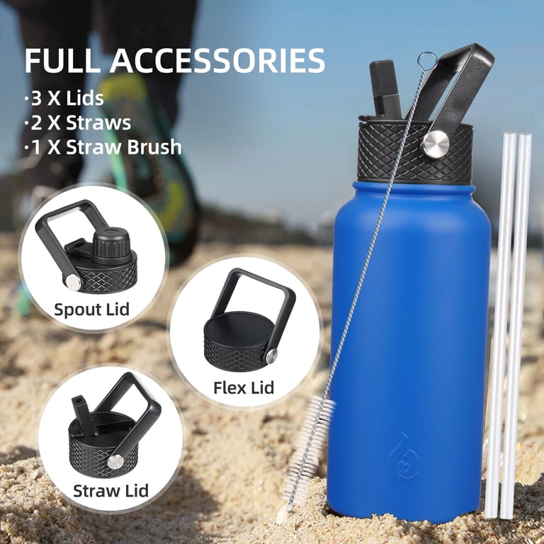 BJPKPK Insulated Stainless Steel Water Bottle, 18oz, Keeps Cold 24 Hours,  Includes Straw Lid - Walmart.com