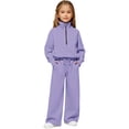 thumbnail image 4 of Xijirk Girls Outfits Athletic Outfit Casual Tracksuit Zip Up Hoodie with High Waist Wide Leg Joggers Comfortable Two Piece Set for Active Play Sports Activities,Purple,11-12 Years, 4 of 4