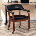 thumbnail image 5 of Pemberly Row Armchair with Wheels in Black Faux Leather Fabric, 5 of 17