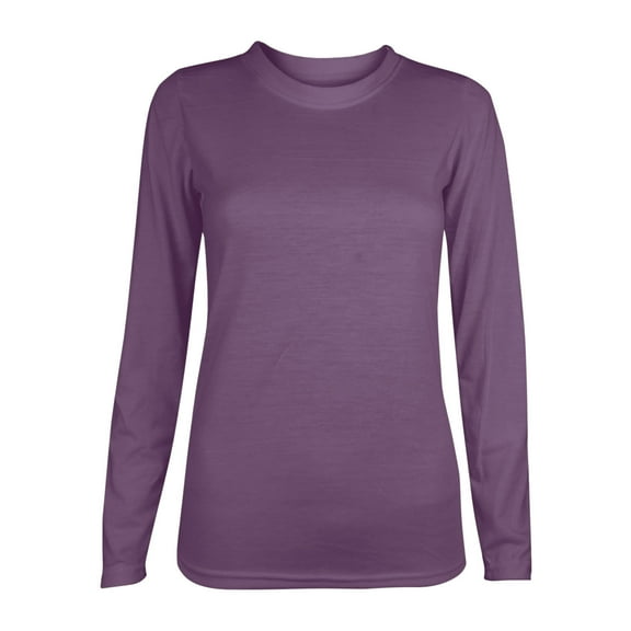 STETMN Round Neck T-Shirt for Women Casual Solid Long Sleeve Tee Fall Loose Laying Basic Top