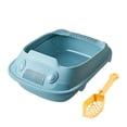 thumbnail image 1 of Caja de arena para gatos con pala, inodoro duradero para gatos, bandeja de arena para mascotas con parte abierta para todo tipo de arena para , Azul 37x51x19,5cm Azul 37x51x195cm, 1 of 9