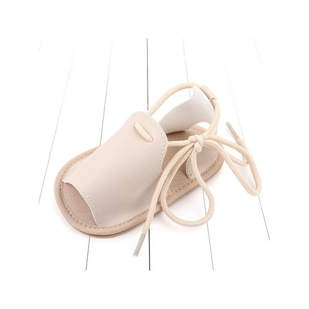 

Daeful Toddlers Sandals Rubber Sole Summer Sandal First Walkers Shoes Wedding Hollow Out Comfort Lace Up Flats Apricot 12-18 months