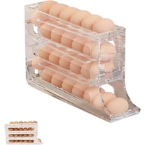4 Tiers Egg Holder for Fridge,2024 New Automatic Scrolling Egg Rack Holder,Large Capacity Eggs Organizer Storage 30 Egg for Refrigerator Egg Storage (Transparent,1PCS)