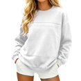 thumbnail image 2 of KHONTS Women's Bagg Sweatshirts with Big Pocket Long Sleeve Solid Pullover Shirt Crewneck Casual Loose Gym Workout Athletic Fall Clothes White XL, 2 of 3