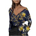 thumbnail image 1 of Camisa irregular elegante para mujer Impreso con cuello en V Manga larga Vendaje Blusa Túnica Arco Tops Fridja czfsfas3959, 1 of 5