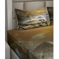 thumbnail image 6 of Ambesonne Egyptian Fitted & Top Sheet Set with Shams, Pyramids with Clouds Image, Cream Orange, 6 of 8