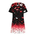 thumbnail image 5 of JTZGDY Beach Sundress for Women Summer Cute Butterfly Print Short Sleeve Round Neck Tunic Tshirt Dress Loose Flowy Short Mini Dress Red#01 L, 5 of 8