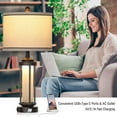 thumbnail image 2 of Farmhouse Table Lamp, 27" Vintage Rustic Retro Beside Lamp with USB A+C Charging Ports & AC Outlet, Industrial Modern Lamp with Glass LED Night Light for Living Room Bedrooms Nightstand 1 Pack, 2 of 11