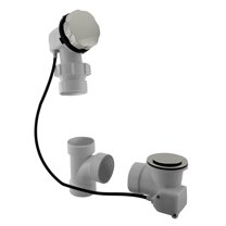 Westbrass D50P27BJ-26 27" Cable Drive Standard Bath Drain Trim Kit with Rotary Overflow Cover Knob on a Ball Joint Elbow, Pop-Up Stopper and Sch. 40 PVC Fittings, Polished Chrome