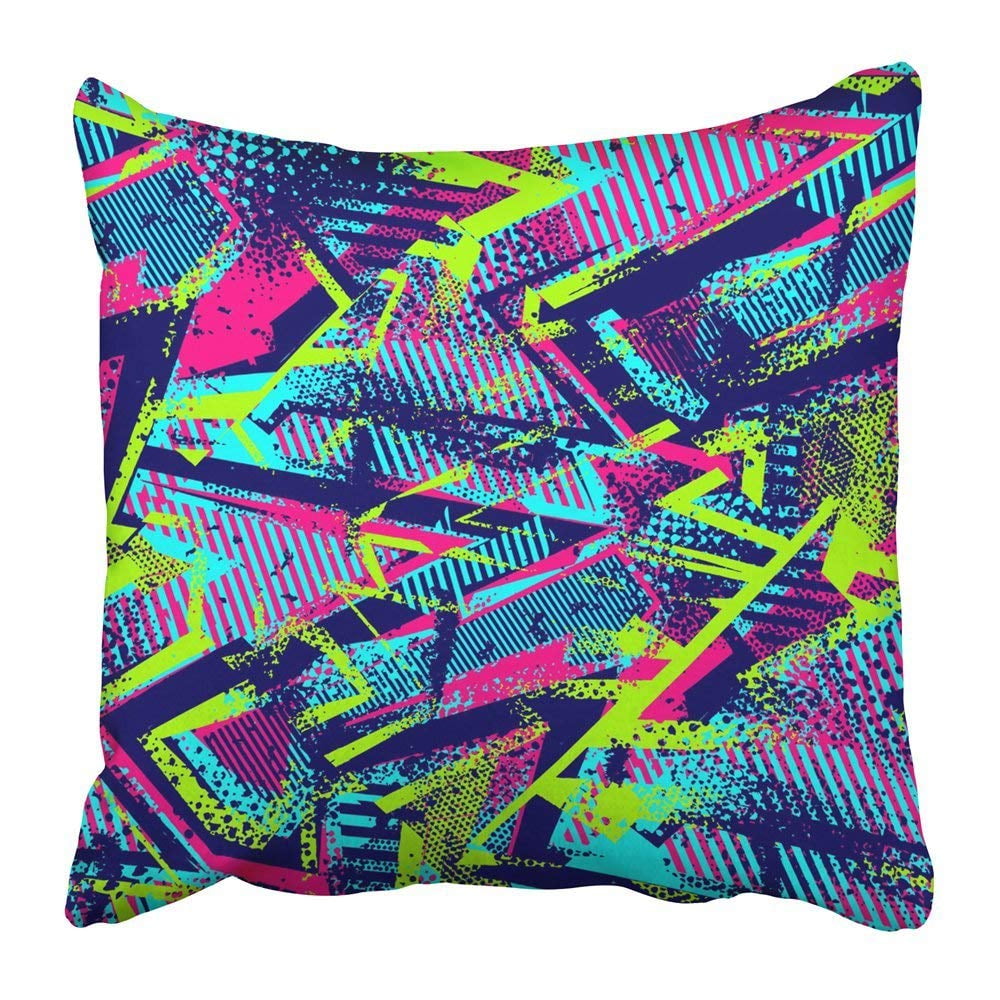 BPBOP Black Neon Abstract Simple Pattern with Strokes Triangles and