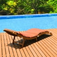 thumbnail image 3 of Costway 2 Pcs Chaise Longue d'Extérieur Pliante en Bois Rouge/blanc Coussin Coussinet Piscine Terrasse, 3 of 9