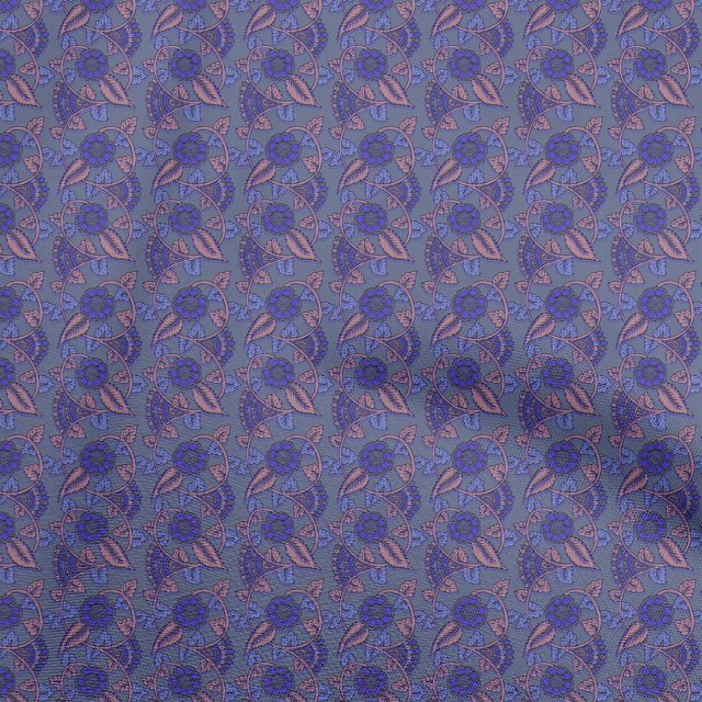 oneOone Viscose Chiffon Blue Fabric Kalamkari Craft Projects Decor Fabric Printed By The Yard 42 Inch Wide