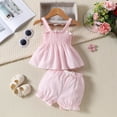 thumbnail image 2 of eileial 2T Baby Girls Clothes 3T Girls 2pcs Summer Outfits Set Toddler Girls Short Sleeve Top Shorts Set,Pink 9-12 Months, 2 of 4
