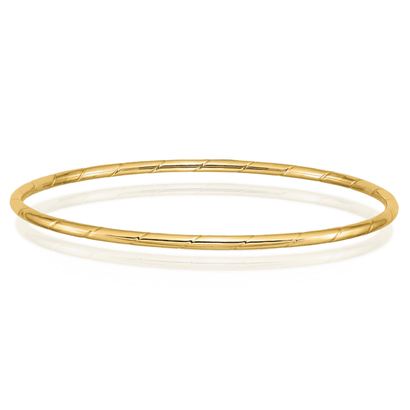 10K Solid Yellow Gold 2.5mm Slip On Bangle Bracelet