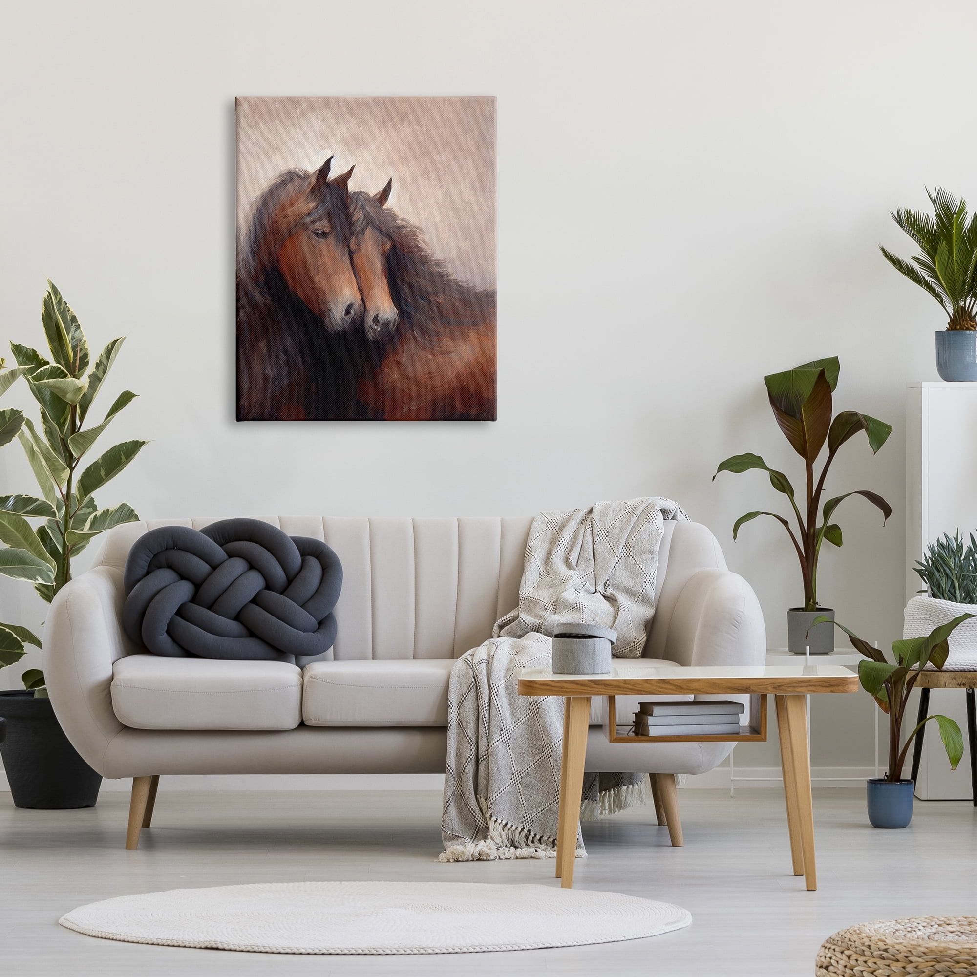 Stupell Industries Brown Cuddling Stallions Animals & Insects Painting Gallery Wrapped Canvas Art Print Wall Art, 30 x 40