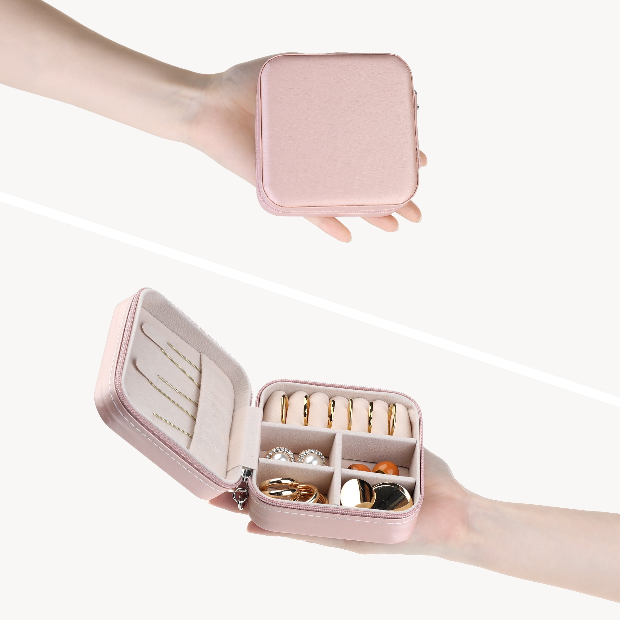 Travel Jewelry Box for Women Birthday Gifts Small Portable Organizer Case Sakura Pink