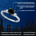 thumbnail image 2 of Gem Stone King 14K White Gold Black Diamond and White Created Sapphire Engagement Ring for Women | 1.36 Cttw | Round 6.5MM | Gemstone April Birthstone | Size 7, 2 of 6