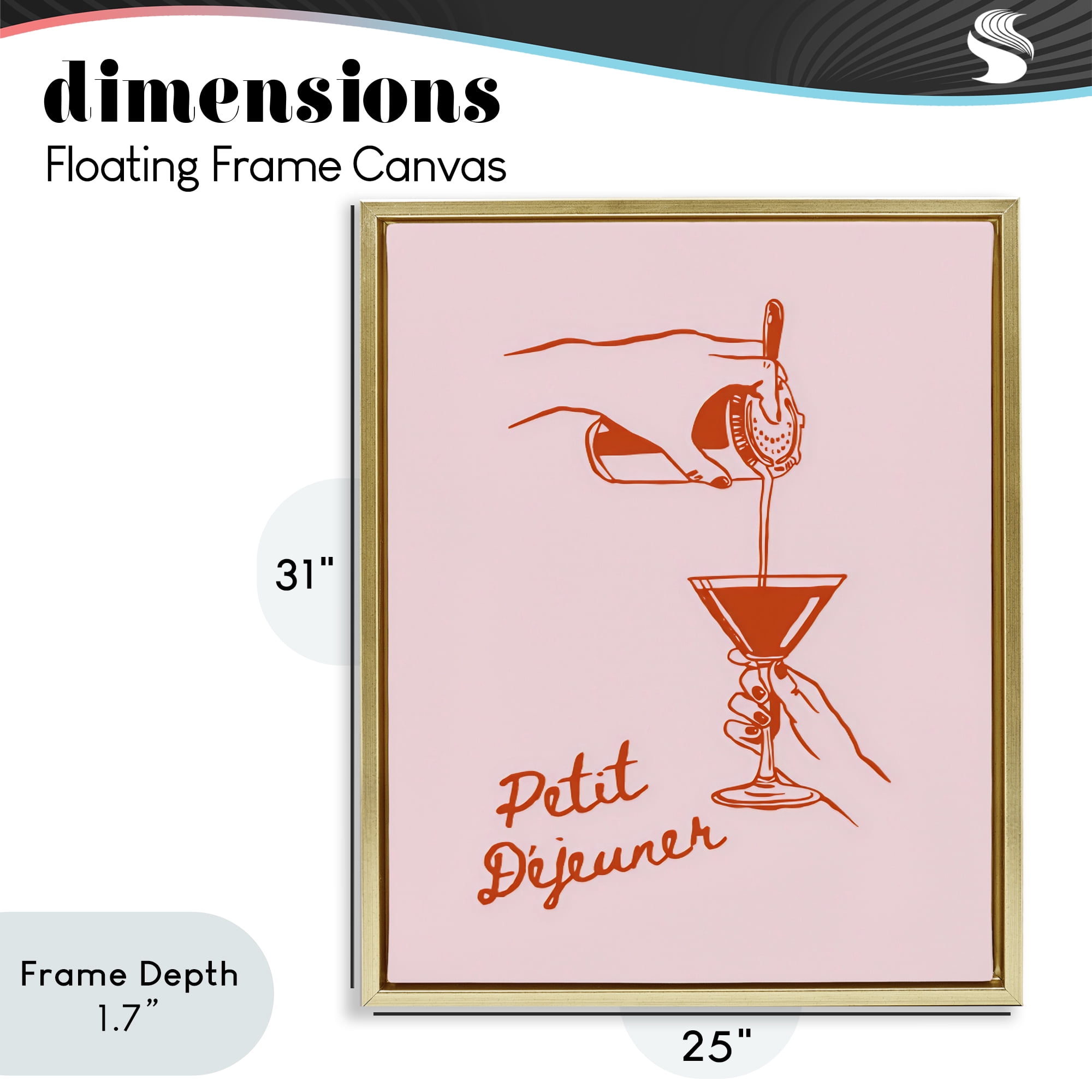 Stupell Industries Pouring Brunch Cocktail Gold Framed Floater Canvas Wall Art, design by The Prints Vibe