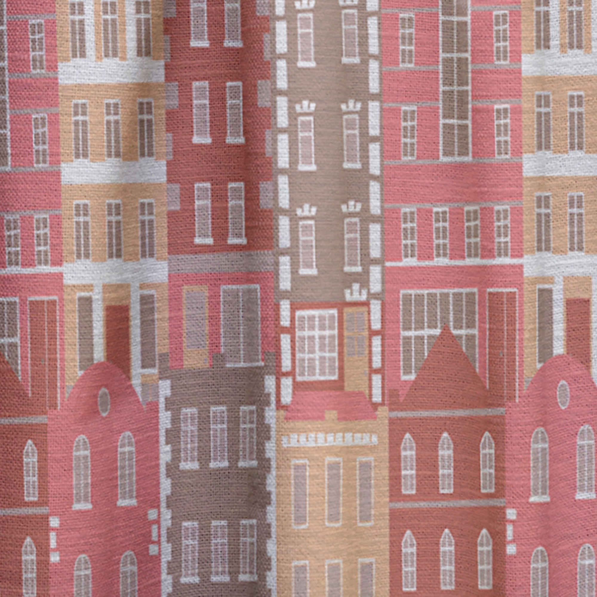 Designart 'Colorful Sotoies Houses' Mid-Century Modern Curtain Panel