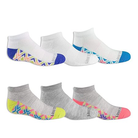 Fruit Of The Loom Girls 6-Pack Low Cut Socks, 4-10, Assorted 3 ...