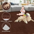 thumbnail image 4 of Washable Rug 8x10 Large Solid Shaggy Wool Rugs Super Soft Premium Plush Rug Modern Solid Shaggy Fuzzy Shag Carpets Kids Nursery Office DormBrown, 4 of 7