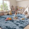 thumbnail image 3 of ZENELESS Large Fluffy Rugs for Living Room,8x10ft Rectangular Shag Rug Carpets for Living Room Bedroom Nursery Tie-dye Blue&Gray, 3 of 9