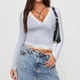 thumbnail image 2 of Camiseta para mujer,Blusa de encaje con patchwork para mujer, manga larga, cuello en V, camisa informal de poliéster, para uso diario y en casa, sopatenor, 2 of 7