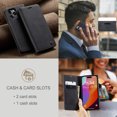 thumbnail image 4 of Dteck Wallet Case for iPhone 15 Pro Max, Handmade Retro Durable Soft PU Leather Magnetic Closure Flip Anti-Fall Shockproof Case with Kickstand and Card Slots Protective Cover, Black, 4 of 6