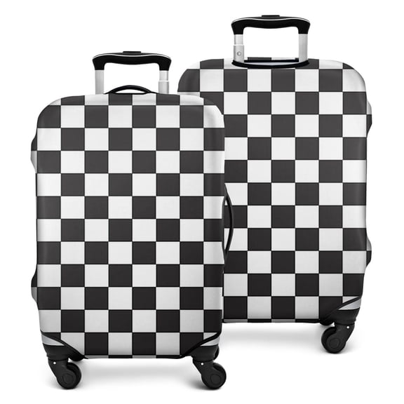 Black and White Checkered Pattern Luggage Cover Fashion Suitcase Cover Baggage Covers Fit 25-28 Inch Luggage (Go Travel)