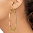 thumbnail image 3 of 925 Sterling Silver Flash Gold Plated Women's 2.5mm Polished Hinged Tube Hoop Earrings | 80mm, 3 of 4